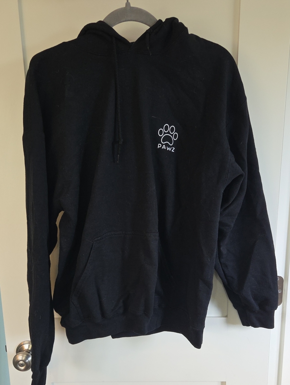 PAWZ Black Pullover Hoodie with White Paw Logo